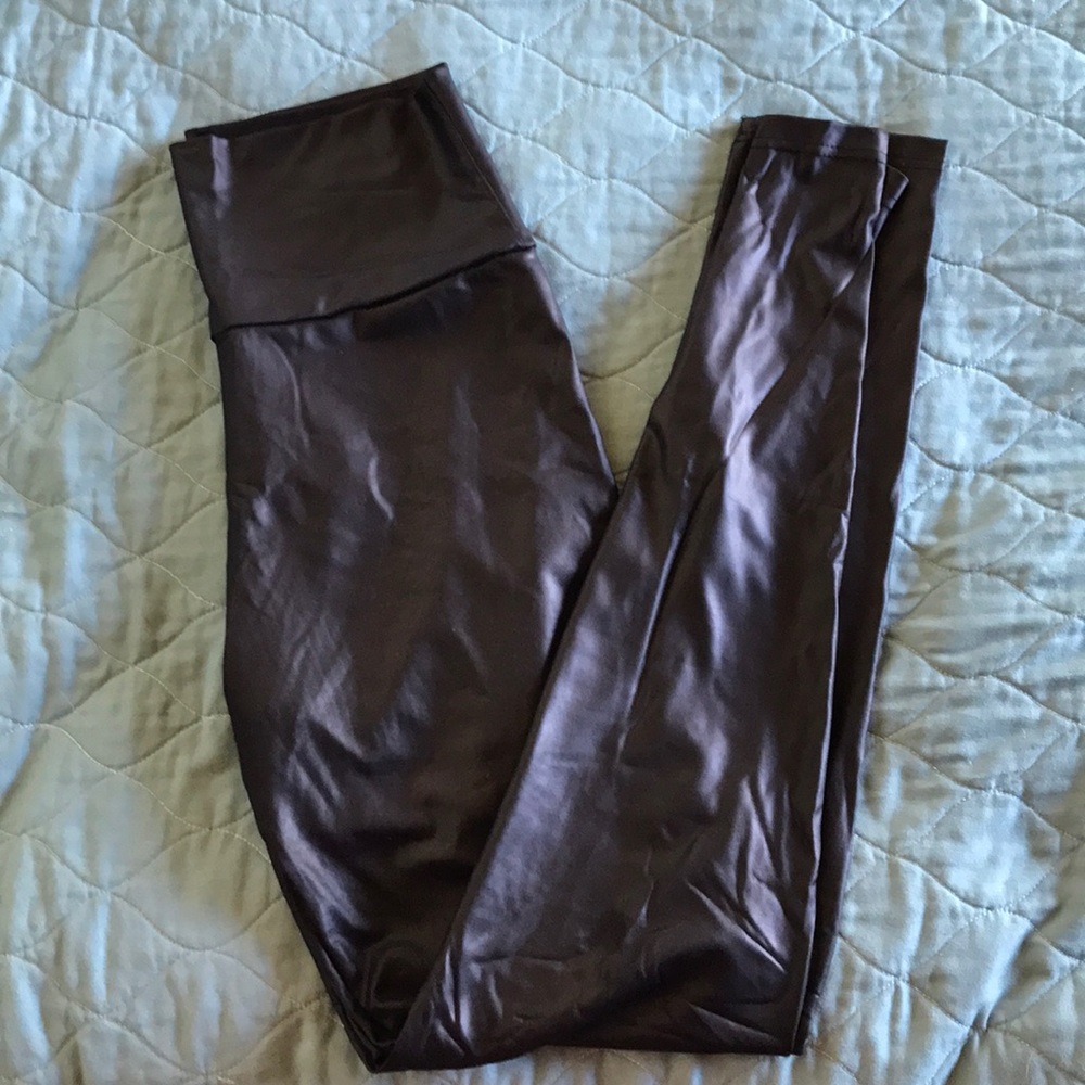 Black faux leather leggings